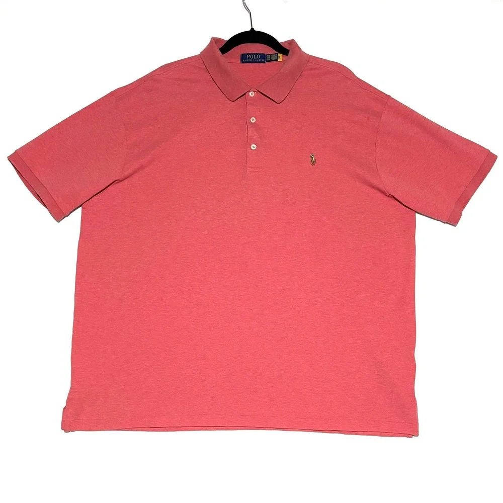 POLO RALPH LAUREN Classic‎ Fit Polo Shirt XXL Mens Coral Pink Flesh Pony Preppy